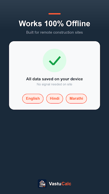 VastuCalc offline mode with English Hindi and Marathi languages